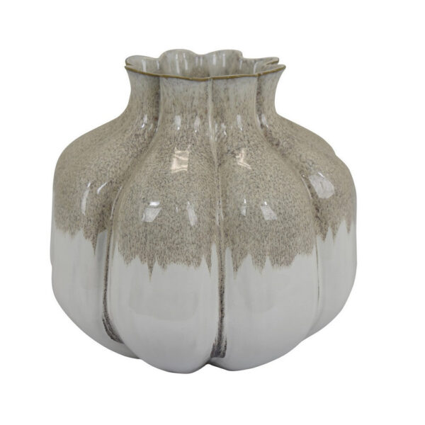 Roxy Rounded Vase with Scalloped Rim, Multi Colored Ceramic 11 Inch