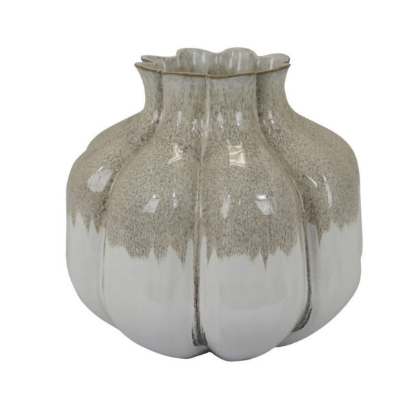 Roxy Rounded Vase with Scalloped Rim, Multi Colored Ceramic 11 Inch