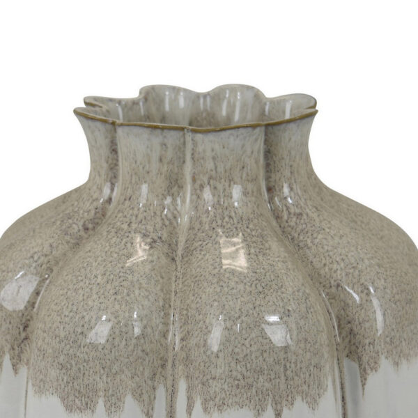 Roxy Rounded Vase with Scalloped Rim, Multi Colored Ceramic 11 Inch