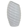Avery Tall Modern Vase, Angled Spiral Design, White Ceramic 17 Inch