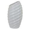 Avery Tall Modern Vase, Angled Spiral Design, White Ceramic 17 Inch