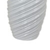 Avery Tall Modern Vase, Angled Spiral Design, White Ceramic 17 Inch