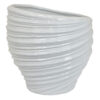 Avery Round Modern Vase, Spiral Turned Design, White Ceramic 17 Inch