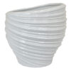 Avery Round Modern Vase, Spiral Turned Design, White Ceramic 17 Inch