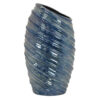 Avery Tall Modern Vase with Angled Spiral Design, Blue Ceramic 17 Inch