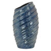 Avery Tall Modern Vase with Angled Spiral Design, Blue Ceramic 17 Inch