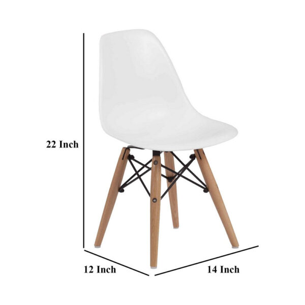 Ben Kids Dining Chair Set of 2, Modern White, Eiffel Brown Wood Legs