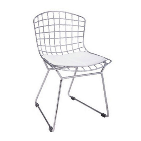 Kids Shuttle Chair Set of 2, White Faux Leather, Mesh Chrome Metal