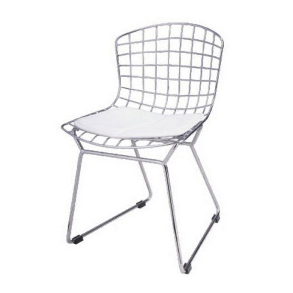 Kids Shuttle Chair Set of 2, White Faux Leather, Mesh Chrome Metal