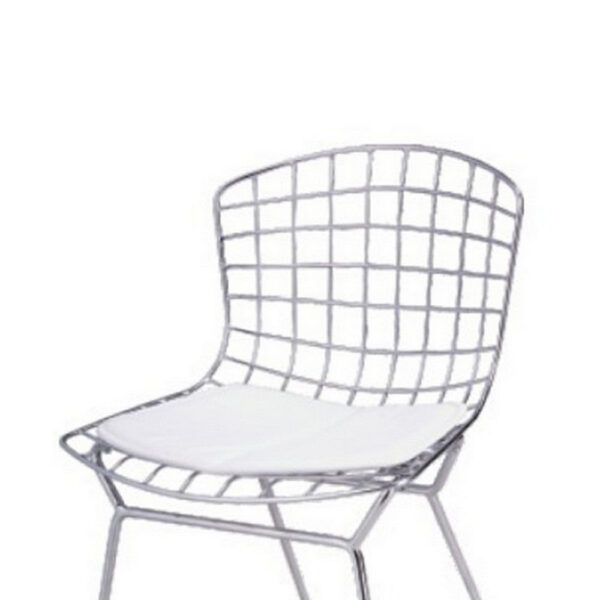 Kids Shuttle Chair Set of 2, White Faux Leather, Mesh Chrome Metal