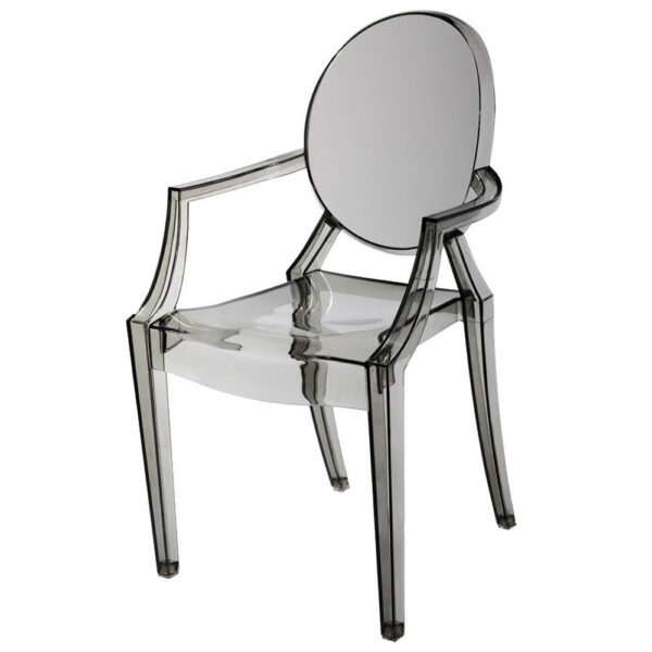 Lily 4pc Indoor Outdoor Dining Armchairs, Clear Gray Plastic