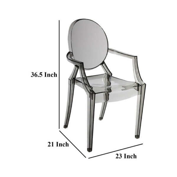 Lily 4pc Indoor Outdoor Dining Armchairs, Clear Gray Plastic