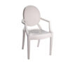 Lily Outdoor Dining Armchairs Set of 4, Round Backrest, White Plastic