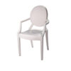 Lily Outdoor Dining Armchairs Set of 4, Round Backrest, White Plastic
