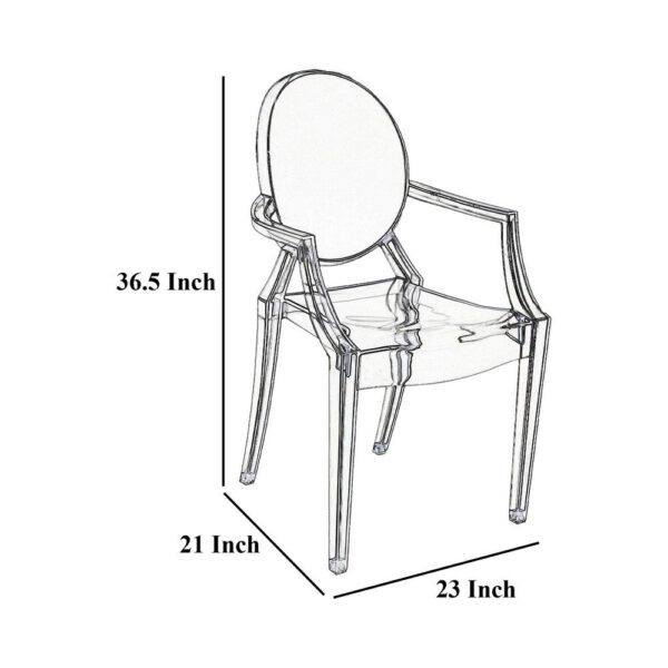 Lily Outdoor Dining Armchairs Set of 4, Round Backrest, White Plastic