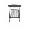 Zeo Side End Table w Magazine Rack, 14 Inch Round Top, Black Metal