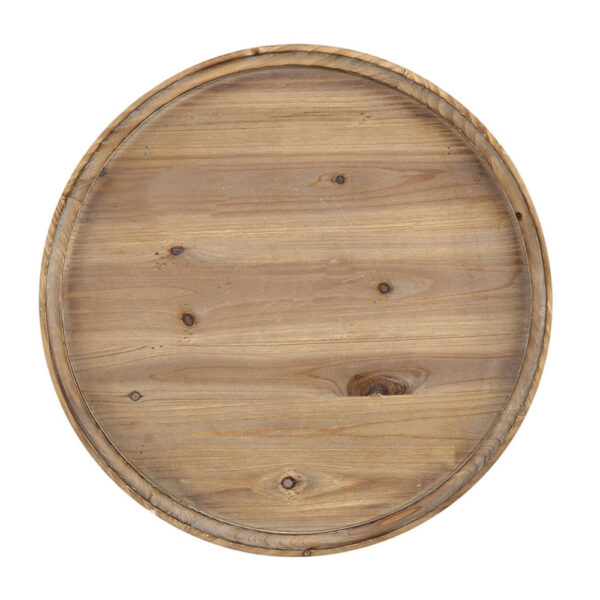 Jake 25 Inch 3 Tier Side Table, Fir Wood, 2 Woven Wicker Shelves, Brown