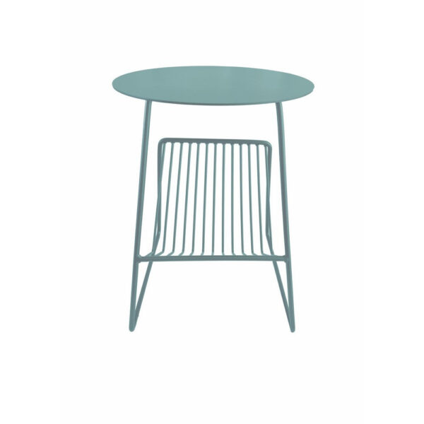 Zeo Side End Table w Magazine Rack, 14 Inch Round Top, Sage Green