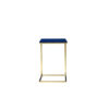 Zen Side End Table, C Shape Gold Base, Navy Blue Lacquer Top