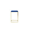 Zen Side End Table, C Shape Gold Base, Navy Blue Lacquer Top