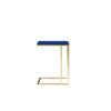 Zen Side End Table, C Shape Gold Base, Navy Blue Lacquer Top