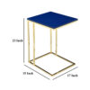 Zen Side End Table, C Shape Gold Base, Navy Blue Lacquer Top