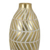 Accent Vase, Gold Resin Urn Shape, Lined Pattern in White, 28 Inch