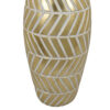 Accent Vase, Gold Resin Urn Shape, Lined Pattern in White, 28 Inch