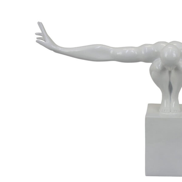 Accent Decor, Male Athlete Statuette, Modern White Resin, 31 Inch