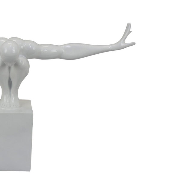 Accent Decor, Male Athlete Statuette, Modern White Resin, 31 Inch