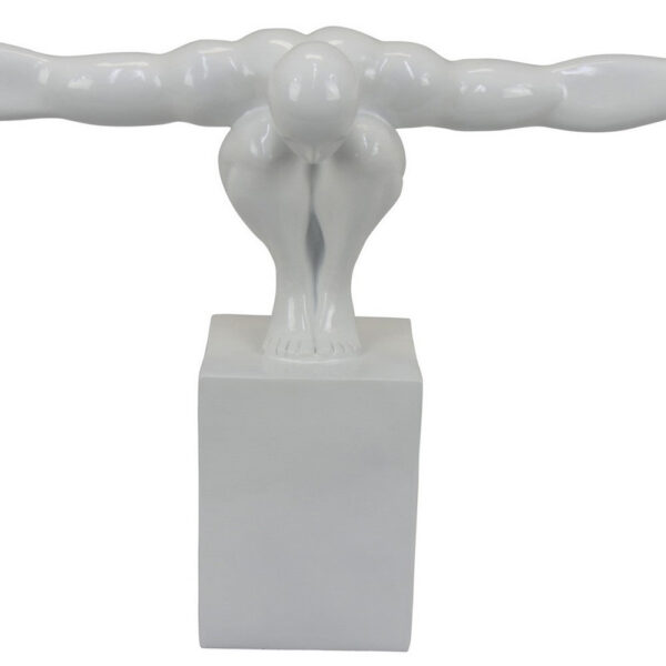Accent Decor, Male Athlete Statuette, Modern White Resin, 31 Inch