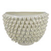 Modern Decorative Bowl, 3D Texture Embellished White Ceramic, 14 Inch