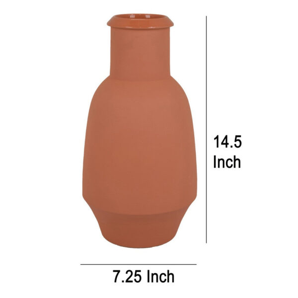 Decorative Flower Vase, Terracotta Inspired Orange Ceramic 15 Inch