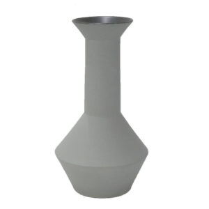 Accent Flower Vase, Narrow Neck Geometric Shape White Ceramic 14 Inch