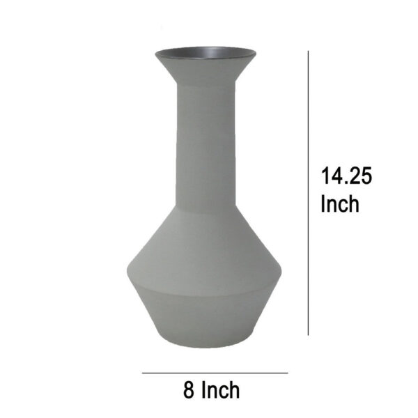 Accent Flower Vase, Narrow Neck Geometric Shape White Ceramic 14 Inch