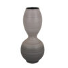 Modern Flower Vase, Double Bulb Ombre Textured Gray Ceramic, 17 Inch