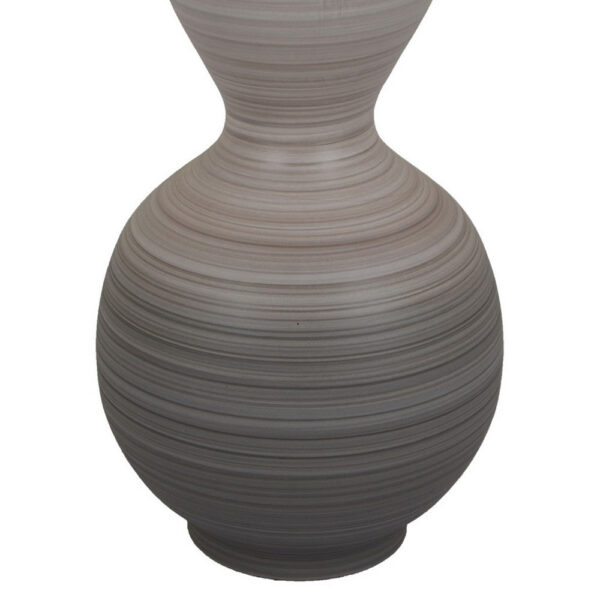 Modern Flower Vase, Double Bulb Ombre Textured Gray Ceramic, 17 Inch
