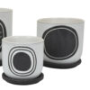 Meon 3pc Garden Planter Set, Textured White and Black Ceramic Design