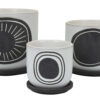 Meon 3pc Garden Planter Set, Textured White and Black Ceramic Design