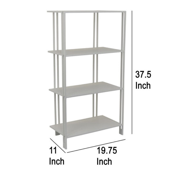 Plant Display Stand, White Metal, 4 Shelves, Modern Style, 38 Inch