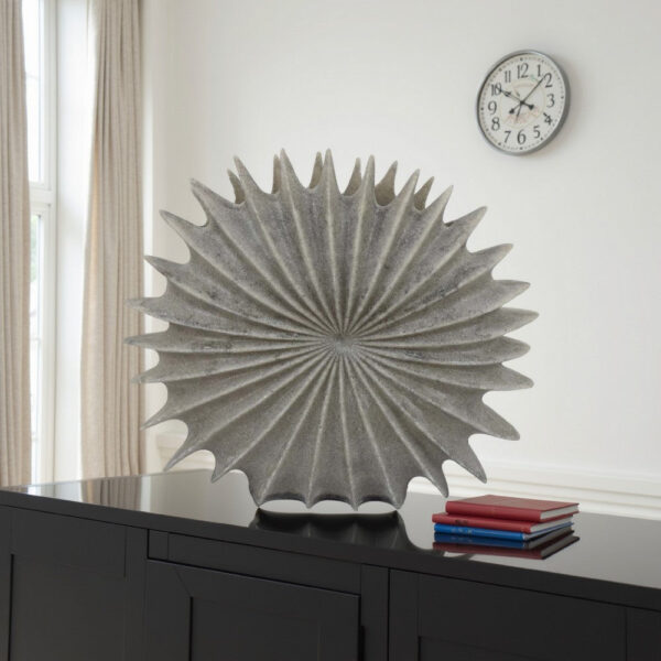 Wink Accent Vase, Sea Urchin Gray Resin Statuette, Modern 20 Inch