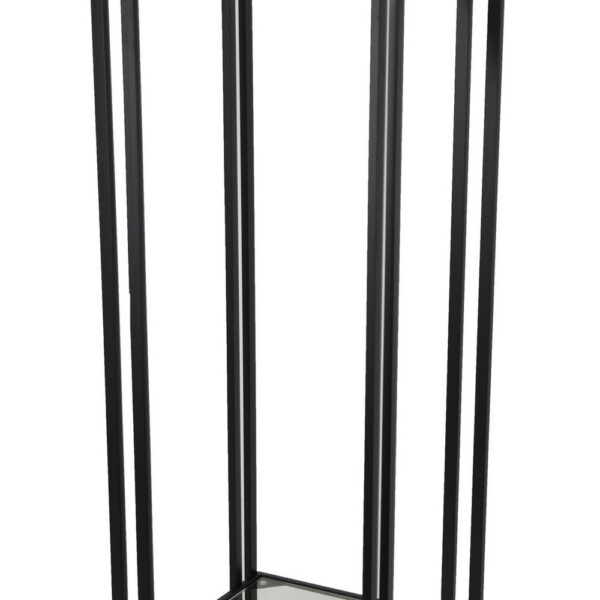 Buckley Plant Stand Table, Black Metal, Square Mirrored Top, 34 Inch
