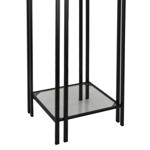 Buckley Plant Stand Table, Black Metal, Square Mirrored Top, 28 Inch