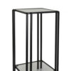 Buckley Plant Stand Table, Black Metal, Square Mirrored Top, 28 Inch