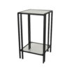Buckley Plant Stand Table, Black Metal, Square Mirrored Top, 22 Inch