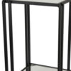 Buckley Plant Stand Table, Black Metal, Square Mirrored Top, 22 Inch