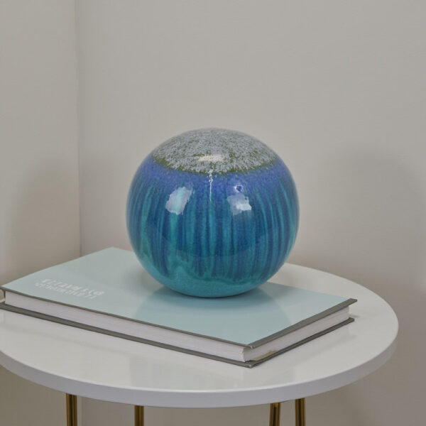 Mary Tabletop Accent Decor, Modern Round Orb, 10 Inch Blue Ceramic
