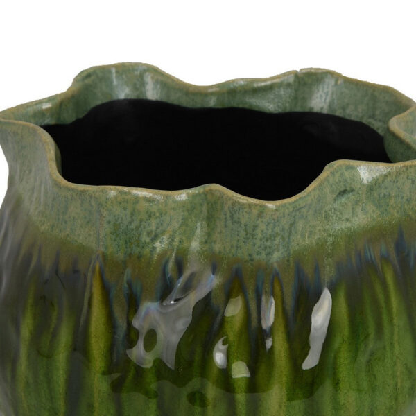 Balie Accent Vase, Green Ceramic Irregular Top Edge, Modern 10 Inch