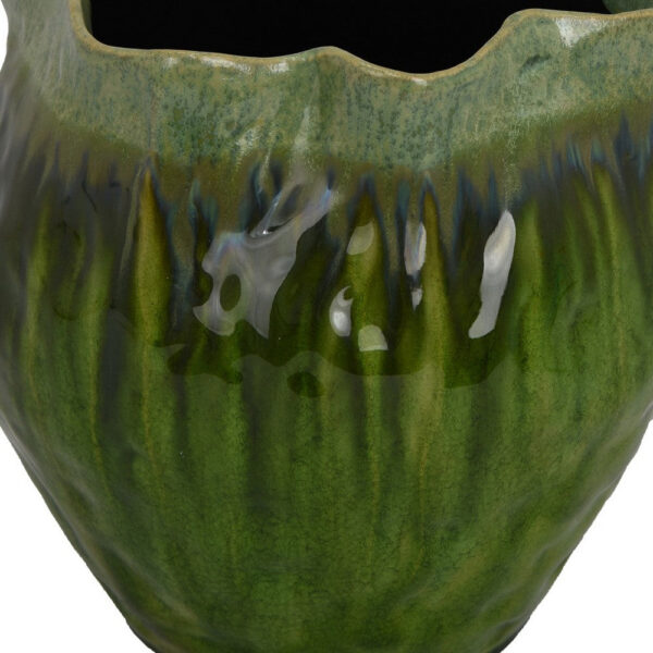 Balie Accent Vase, Green Ceramic Irregular Top Edge, Modern 10 Inch