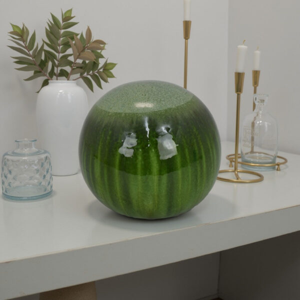 Mary Tabletop Accent Decor, Modern Round Orb, 10 Inch Green Ceramic